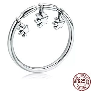 NWOT Paw Print Ring 925 Silver Size 7